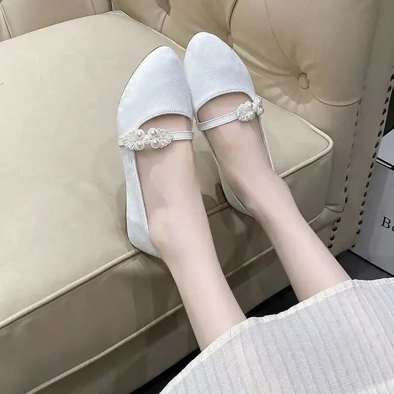 Shoes for Women White One-line Buckle Low Heel Elegant Woman Flats Mary Jane Cheap Clearance Lastest Price Casual On Offer Y2k Shoes for Women White One-line Buckle Low Heel Elegant Woman Flats Mary Jane Cheap Clearance Lastest Price Casual On Offer Y2k