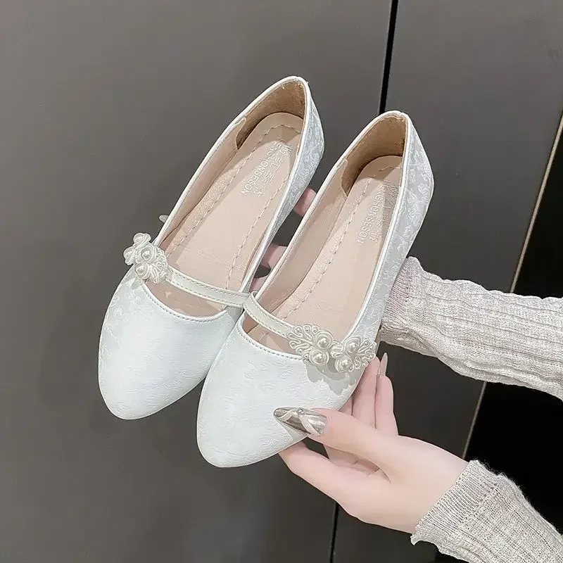 Shoes for Women White One-line Buckle Low Heel Elegant Woman Flats Mary Jane Cheap Clearance Lastest Price Casual On Offer Y2k Shoes for Women White One-line Buckle Low Heel Elegant Woman Flats Mary Jane Cheap Clearance Lastest Price Casual On Offer Y2k
