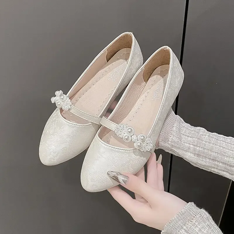 Shoes for Women White One-line Buckle Low Heel Elegant Woman Flats Mary Jane Cheap Clearance Lastest Price Casual On Offer Y2k Shoes for Women White One-line Buckle Low Heel Elegant Woman Flats Mary Jane Cheap Clearance Lastest Price Casual On Offer Y2k