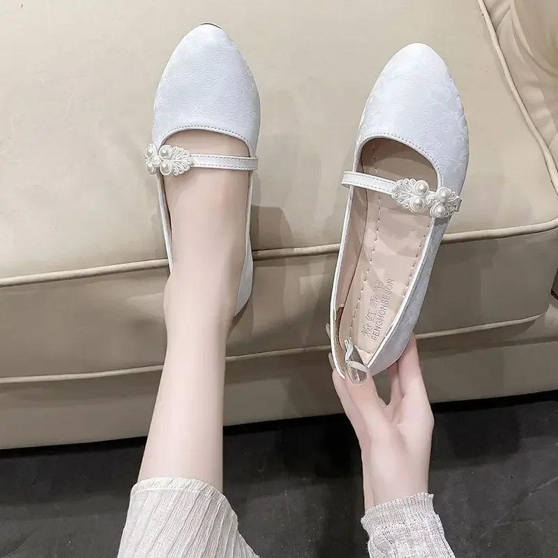 Shoes for Women White One-line Buckle Low Heel Elegant Woman Flats Mary Jane Cheap Clearance Lastest Price Casual On Offer Y2k Shoes for Women White One-line Buckle Low Heel Elegant Woman Flats Mary Jane Cheap Clearance Lastest Price Casual On Offer Y2k