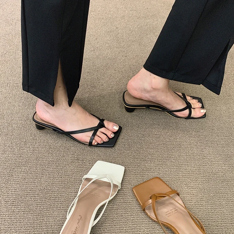 High Heels Comfortable New Summer Solid Leather Slippers Female Shoes Women Shoes Woman Fashion Cool Mules Slides Flip Flops High Heels Comfortable New Summer Solid Leather Slippers Female Shoes Women Shoes Woman Fashion Cool Mules Slides Flip Flops