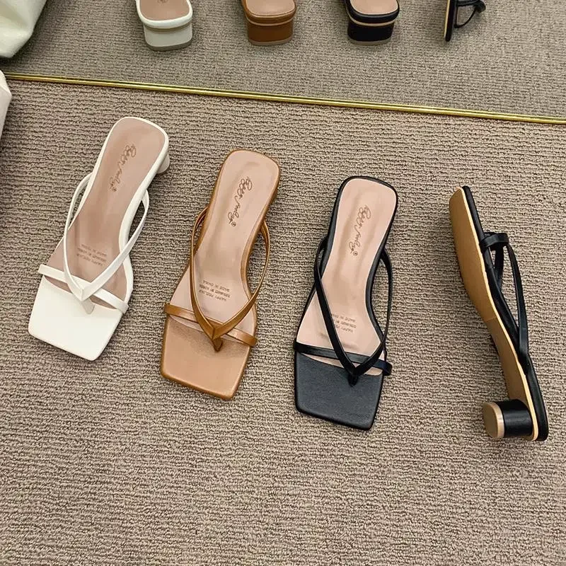 High Heels Comfortable New Summer Solid Leather Slippers Female Shoes Women Shoes Woman Fashion Cool Mules Slides Flip Flops High Heels Comfortable New Summer Solid Leather Slippers Female Shoes Women Shoes Woman Fashion Cool Mules Slides Flip Flops