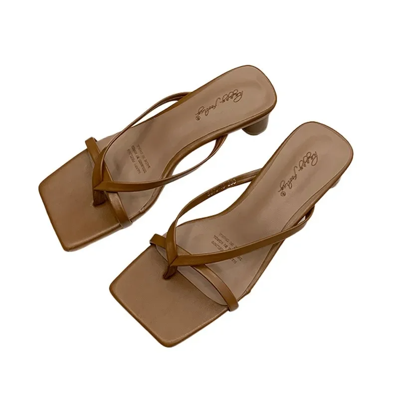 High Heels Comfortable New Summer Solid Leather Slippers Female Shoes Women Shoes Woman Fashion Cool Mules Slides Flip Flops High Heels Comfortable New Summer Solid Leather Slippers Female Shoes Women Shoes Woman Fashion Cool Mules Slides Flip Flops