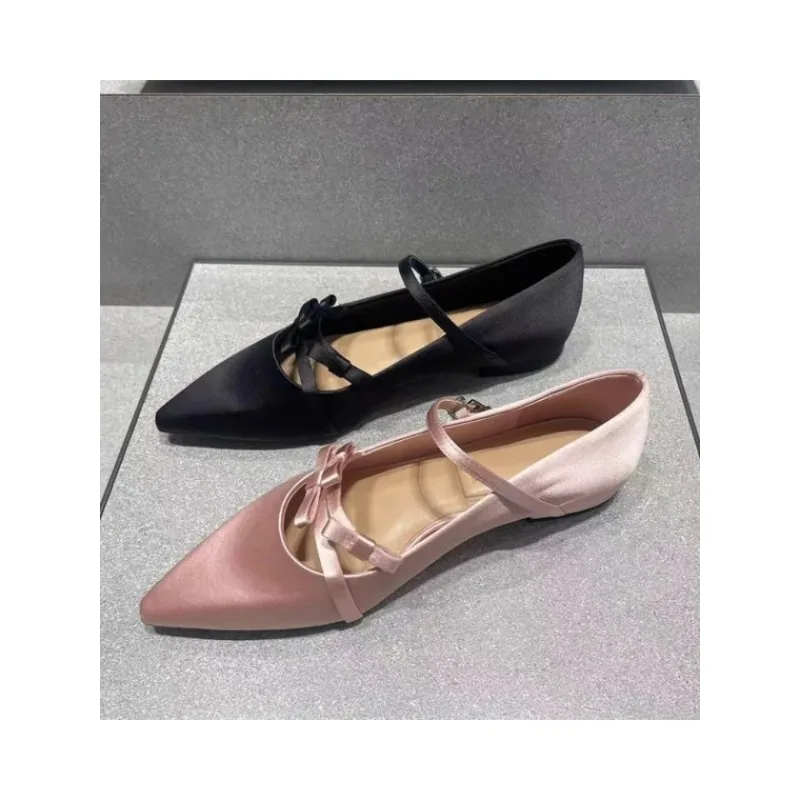 Gentle Unique Design Satin Mary Jane Flat oes Spring 2025 Pointed Toe Knot Women’s Faion Low Heel Slip-On oes Gentle Unique Design Satin Mary Jane Flat oes Spring 2025 Pointed Toe Knot Women's Faion Low Heel Slip-On oes