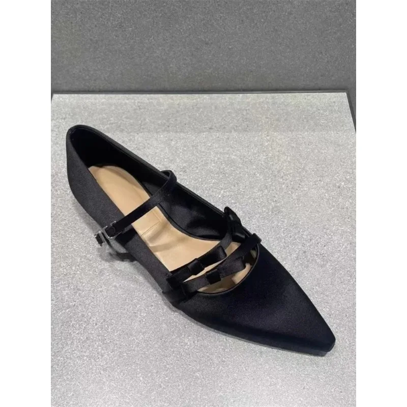 Gentle Unique Design Satin Mary Jane Flat oes Spring 2025 Pointed Toe Knot Women’s Faion Low Heel Slip-On oes Gentle Unique Design Satin Mary Jane Flat oes Spring 2025 Pointed Toe Knot Women's Faion Low Heel Slip-On oes