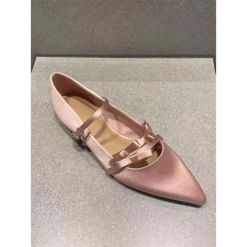 Gentle Unique Design Satin Mary Jane Flat oes Spring 2025 Pointed Toe Knot Women’s Faion Low Heel Slip-On oes Gentle Unique Design Satin Mary Jane Flat oes Spring 2025 Pointed Toe Knot Women's Faion Low Heel Slip-On oes
