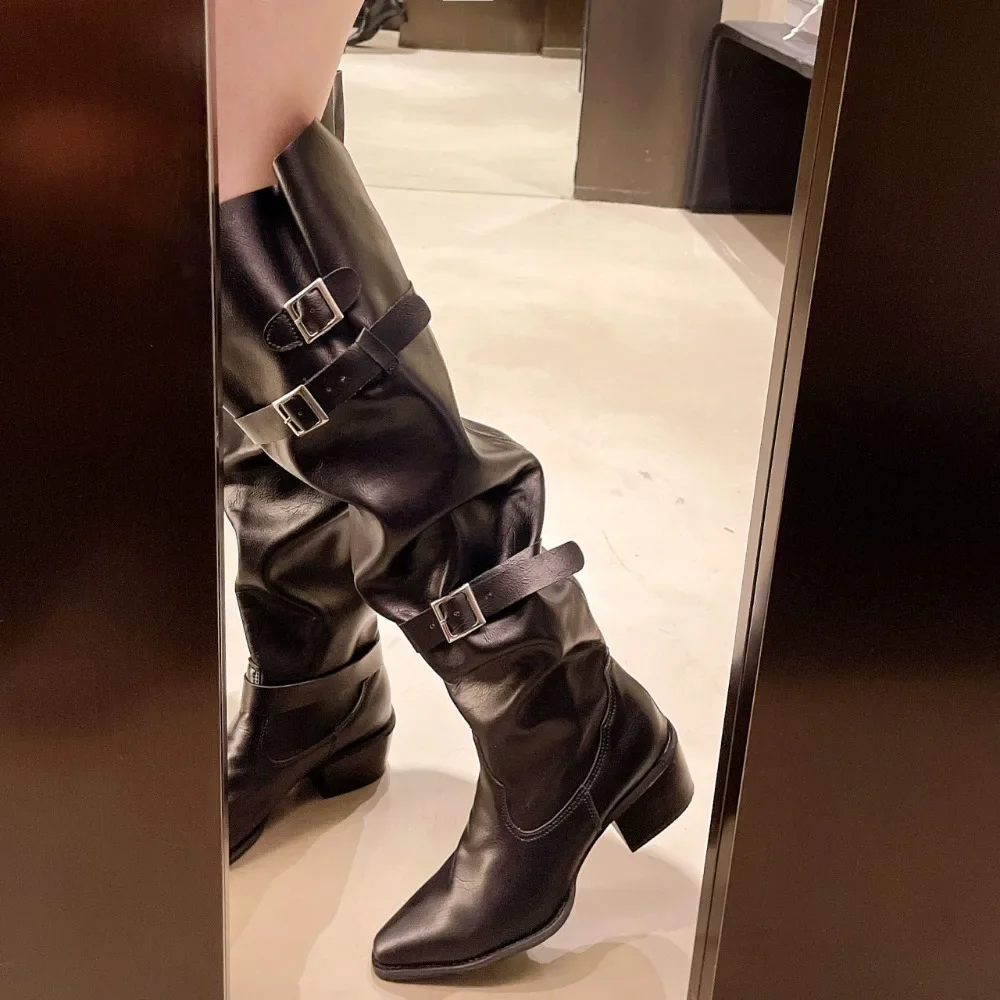 2025 Autumn/Winter Niche Handmade Women's Shoes Vintage Over-the-Knee Boots Soft Leather Vintage Slimming Boots for Women