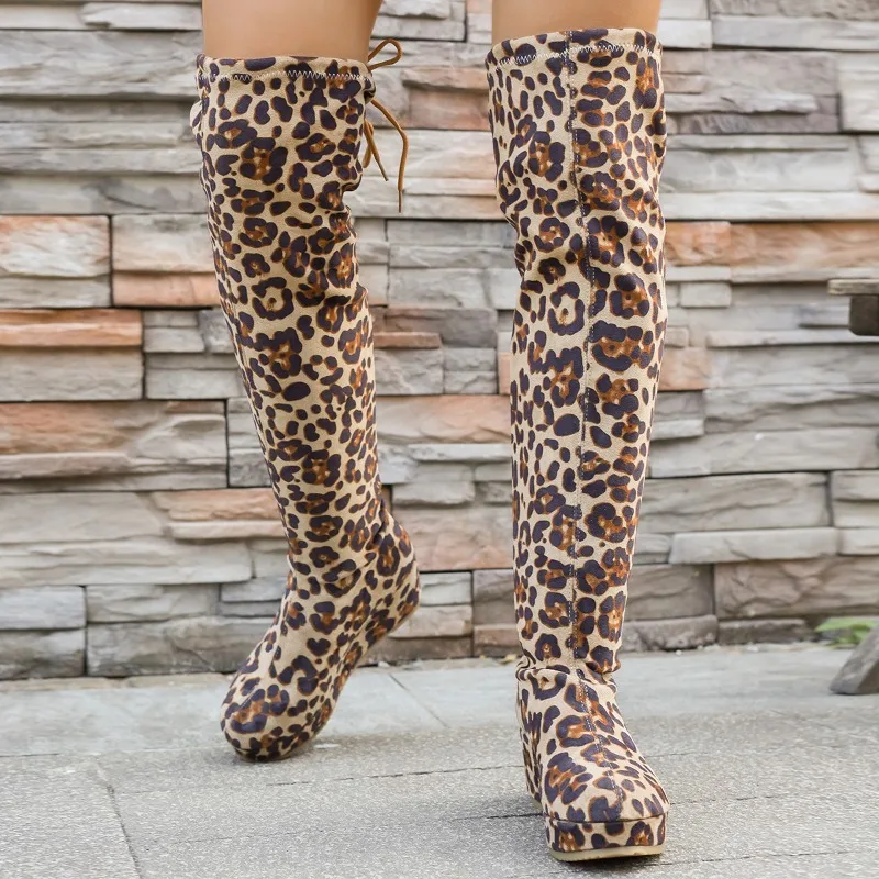 Winter Women’s Long Boot Fashion Back-Strap Womens Pointed Knee-Length Boots Sexy Leopard Print High Heels Large Size 36-43 Winter Women's Long Boot Fashion Back-Strap Womens Pointed Knee-Length Boots Sexy Leopard Print High Heels Large Size 36-43