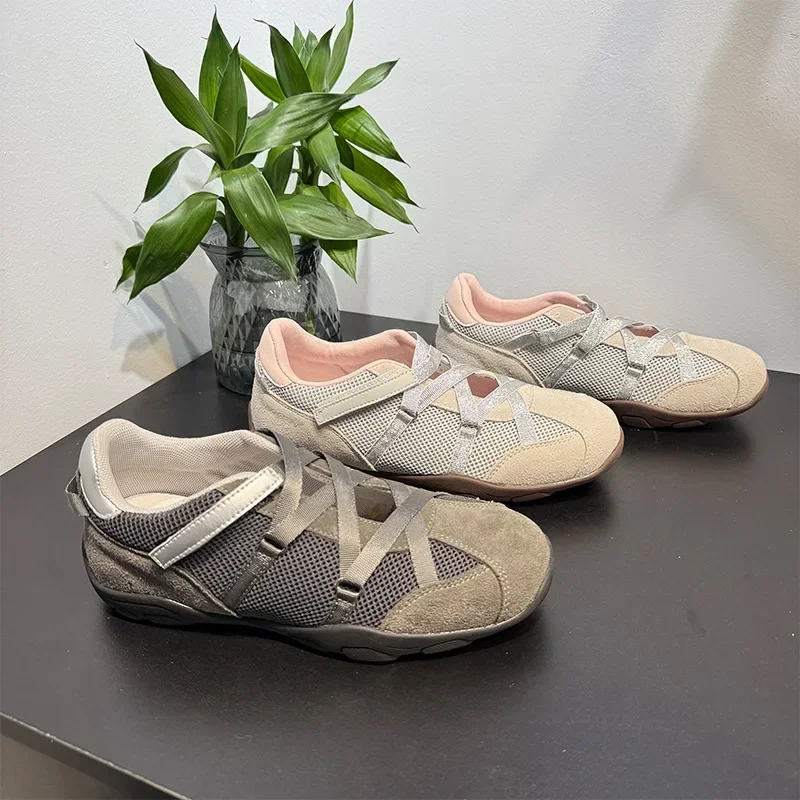 Leather Mary Jane Sports Shoes for Women Breathable Mesh Cross Strap Functional Style Casual Shoes Rubber Sole Comfortable Leather Mary Jane Sports Shoes for Women Breathable Mesh Cross Strap Functional Style Casual Shoes Rubber Sole Comfortable