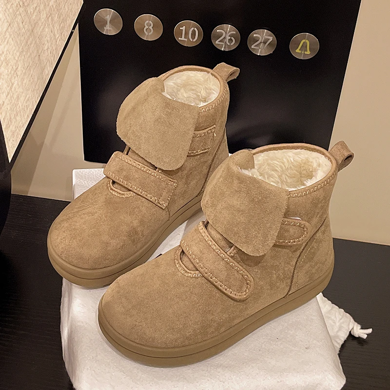 Snow Women Boots Flats Suede Short Plush Shoes Fashion New Ankle Boots Warm Comfort Dress Designer Casual Mujer De Botas
