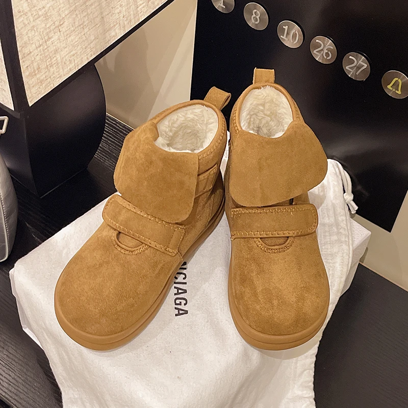 Snow Women Boots Flats Suede Short Plush Shoes Fashion New Ankle Boots Warm Comfort Dress Designer Casual Mujer De Botas