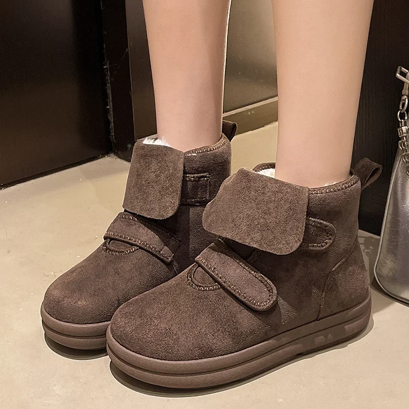 Snow Women Boots Flats Suede Short Plush Shoes Fashion New Ankle Boots Warm Comfort Dress Designer Casual Mujer De Botas