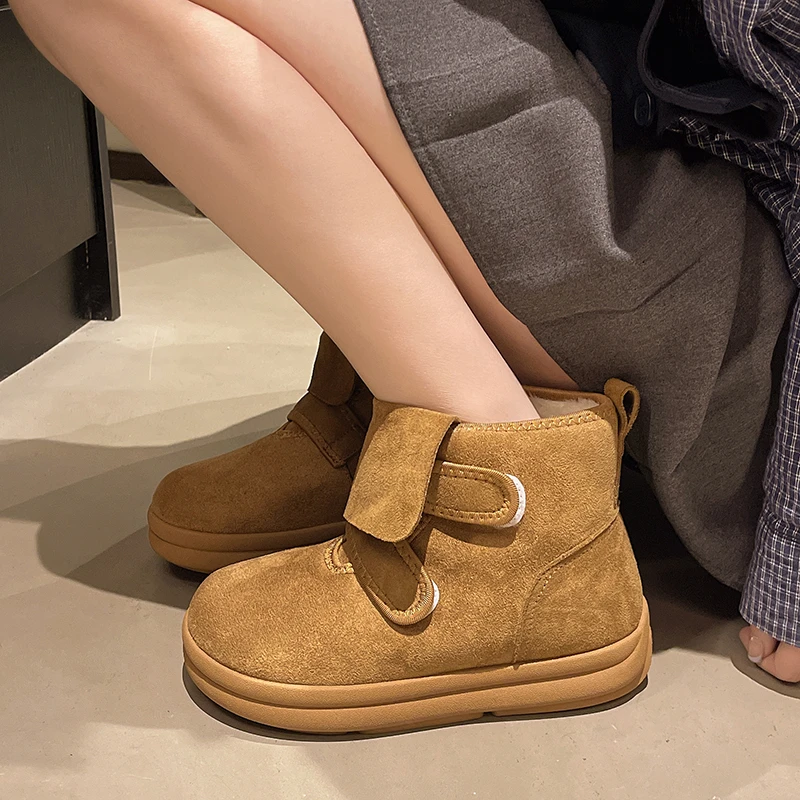 Snow Women Boots Flats Suede Short Plush Shoes Fashion New Ankle Boots Warm Comfort Dress Designer Casual Mujer De Botas
