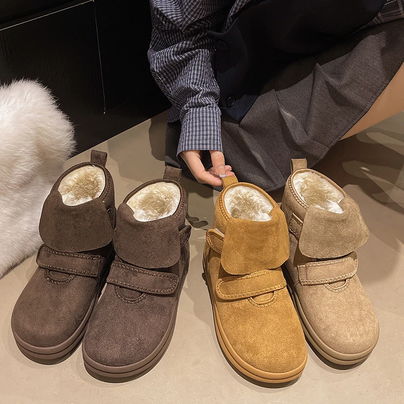 Snow Women Boots Flats Suede Short Plush Shoes Fashion New Ankle Boots Warm Comfort Dress Designer Casual Mujer De Botas