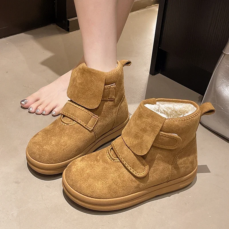 Snow Women Boots Flats Suede Short Plush Shoes Fashion New Ankle Boots Warm Comfort Dress Designer Casual Mujer De Botas