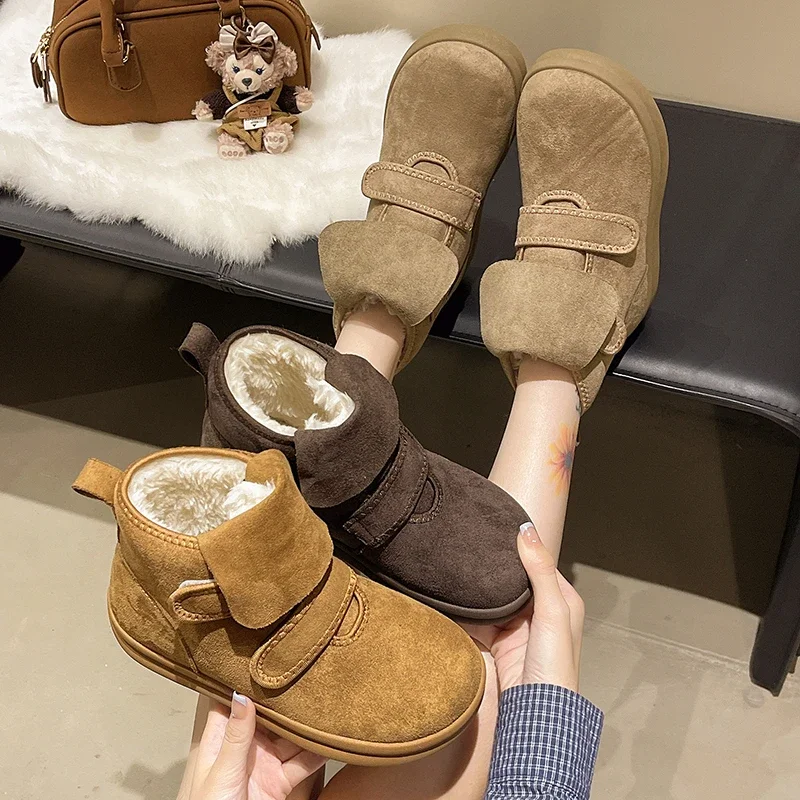 Snow Women Boots Flats Suede Short Plush Shoes Fashion New Ankle Boots Warm Comfort Dress Designer Casual Mujer De Botas