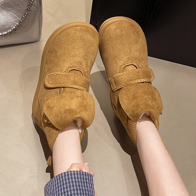 Snow Women Boots Flats Suede Short Plush Shoes Fashion New Ankle Boots Warm Comfort Dress Designer Casual Mujer De Botas