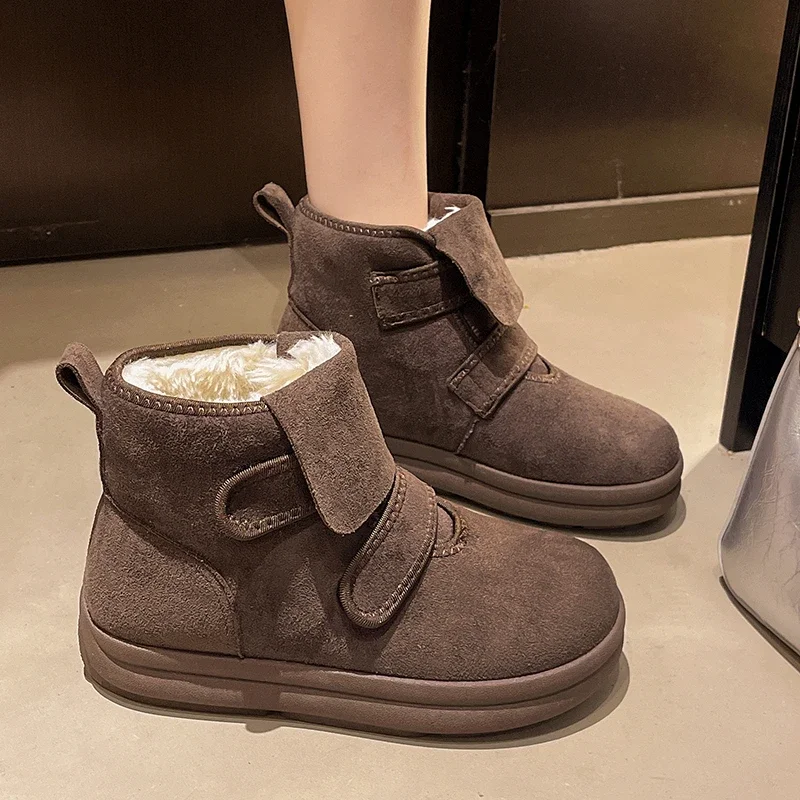 Snow Women Boots Flats Suede Short Plush Shoes Fashion New Ankle Boots Warm Comfort Dress Designer Casual Mujer De Botas