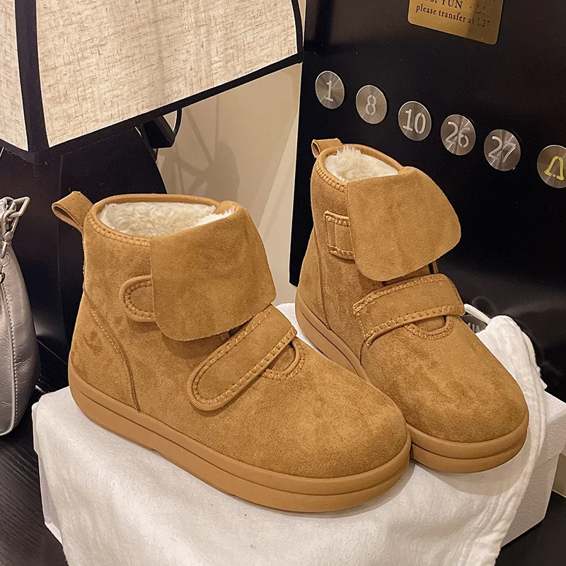 Snow Women Boots Flats Suede Short Plush Shoes Fashion New Ankle Boots Warm Comfort Dress Designer Casual Mujer De Botas