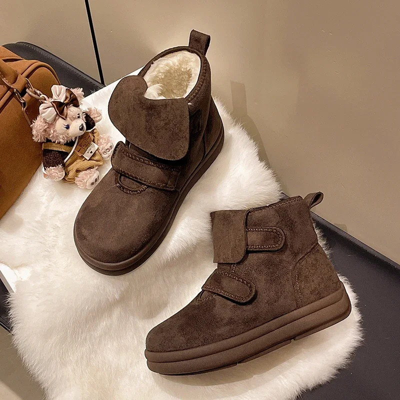 Snow Women Boots Flats Suede Short Plush Shoes Fashion New Ankle Boots Warm Comfort Dress Designer Casual Mujer De Botas