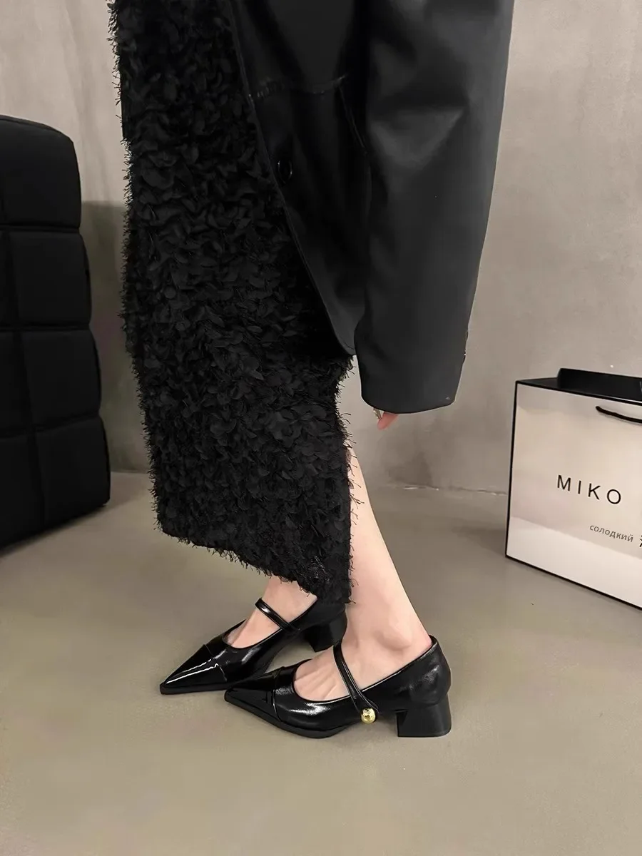Pointed Toe Mary Janes Women's oes Spring Autumn New Sle Chunky Heel High Heel Retro Aosphere Leather Faion Single oes Pointed Toe Mary Janes Women's oes Spring Autumn New Sle Chunky Heel High Heel Retro Aosphere Leather Faion Single oes
