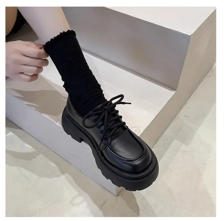 Women Spring New Black Platform Flats Shoes Women Loafers Slip on Boat Shoes Designer Casual Leather Oxfords 2025