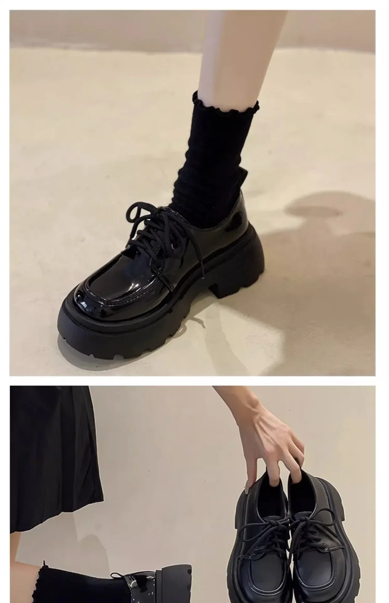 Women Spring New Black Platform Flats Shoes Women Loafers Slip on Boat Shoes Designer Casual Leather Oxfords 2025