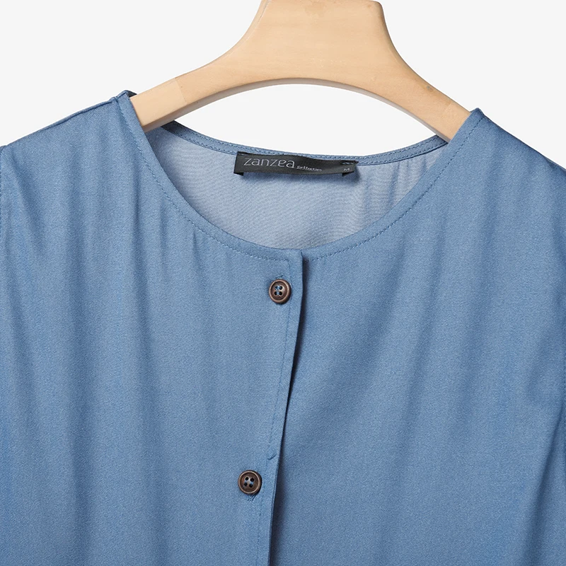 ZANZEA Fashion Denim-Like 2 Pieces Short Sets Summer O-Neck Short Sleeve Tops and Elastic Waist Shorts Lace Patchwork Outfits