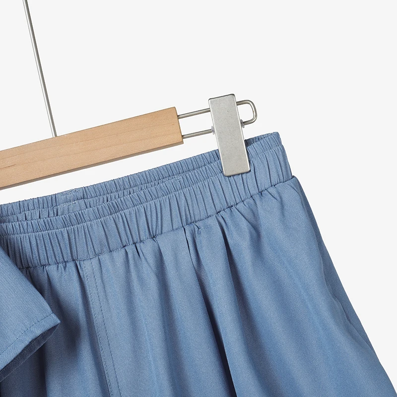 ZANZEA Fashion Denim-Like 2 Pieces Short Sets Summer O-Neck Short Sleeve Tops and Elastic Waist Shorts Lace Patchwork Outfits