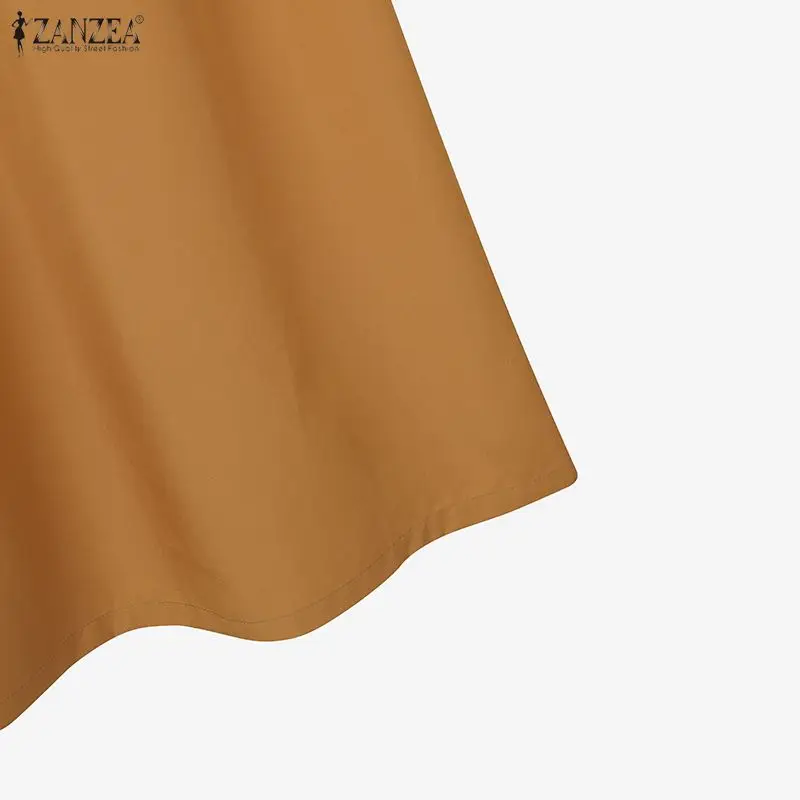 ZANZEA Women Casual 2 Pieces Skirt Sets Openwork Embroidered Tied Front Tops and Solid Color Long Skirts Suits Bohemian Outfits