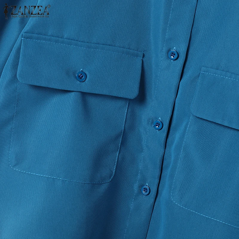 ZANZEA Casual Elegant 2-Pieces Suits Summer Commute Short Sleeve Shirts Women Dress Sets Solid A-line Long Skirts 2PCS Outfits