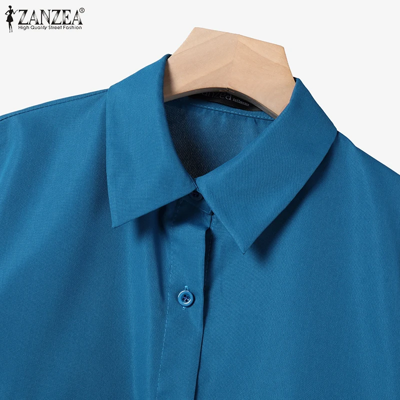 ZANZEA Casual Elegant 2-Pieces Suits Summer Commute Short Sleeve Shirts Women Dress Sets Solid A-line Long Skirts 2PCS Outfits