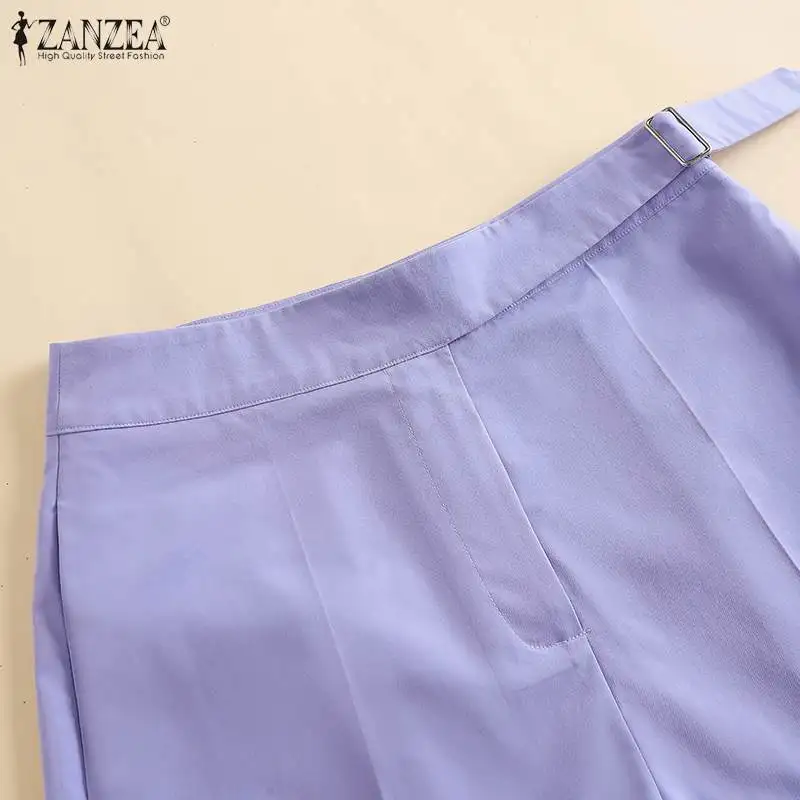 ZANZEA Autumn Pure Cotton Short Sets Long Sleeve Blazer And Short Pant Women Solid Work OL Tracksuits Fashion Elegant Suit 2023