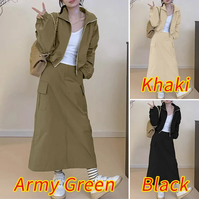 ZANZEA Street Fashion Women's Skirt Sets Long Sleeve Jackets Elastic Waist Long Skirts Work Wear Outfits Casual 2-Pieces Suits