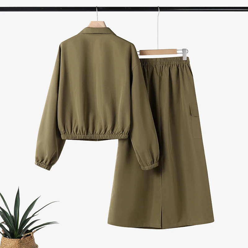 ZANZEA Street Fashion Women's Skirt Sets Long Sleeve Jackets Elastic Waist Long Skirts Work Wear Outfits Casual 2-Pieces Suits