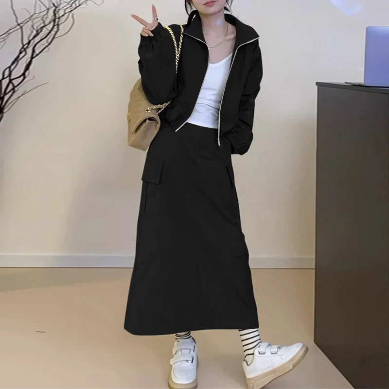 ZANZEA Street Fashion Women's Skirt Sets Long Sleeve Jackets Elastic Waist Long Skirts Work Wear Outfits Casual 2-Pieces Suits
