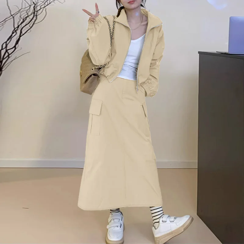 ZANZEA Street Fashion Women's Skirt Sets Long Sleeve Jackets Elastic Waist Long Skirts Work Wear Outfits Casual 2-Pieces Suits