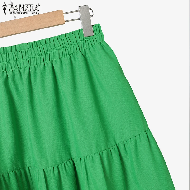 ZANZEA Casual 2 Pieces Sets for Woman Floral Embroidered 3/4 Sleeve Blouses & Tiered Long Skirts 2pcs Suits Holiday Skirt Sets