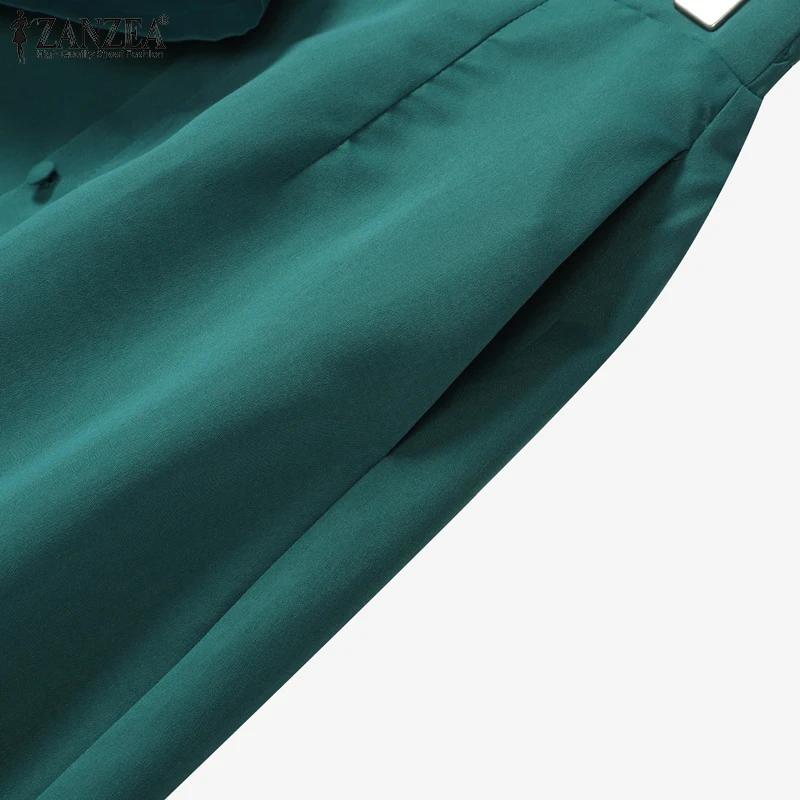 ZANZEA Womens Elegant 2 Pieces Sets Fashion O-Neck Short Sleeve Shirts Elastic Waist Skirts 2pcs Outfits Solid Midi Skirt Sets