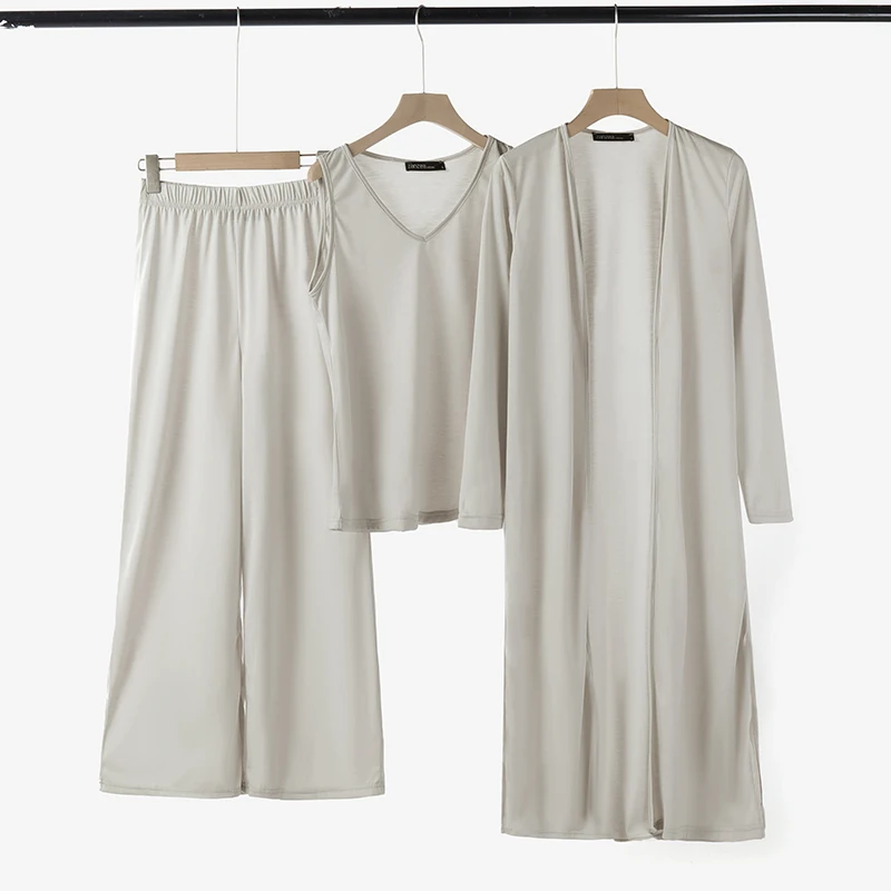 ZANZEA Fashion Women's 3 Pieces Pant Sets Long Cardigans & Tank Tops & Wide Leg Pants 3pcs Outfits Spring 2026 Cozy Loose Suits