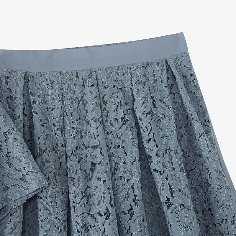 ZANZEA Elegant Openwork Lace Skirt Sets Women Casual Short Sleeve Crop Tops A-line Long Skirts 2pcs Outfits Holiday Party Suits