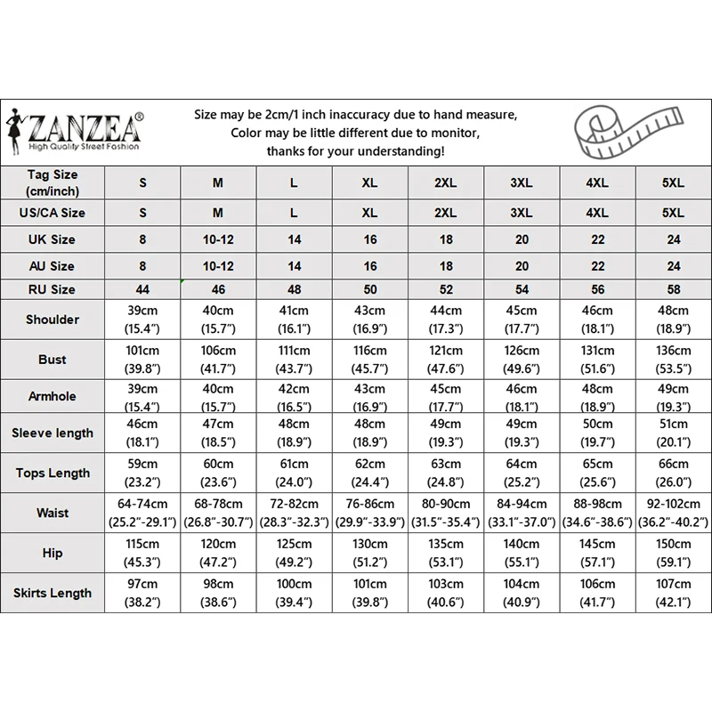 Women's Casual Chic Skirt Suits Autumn O-Neck Lantern Sleeve Blouses and A-Line Maxi Skirts 2 Piece Sets ZANZEA Woman Outfit 3XL