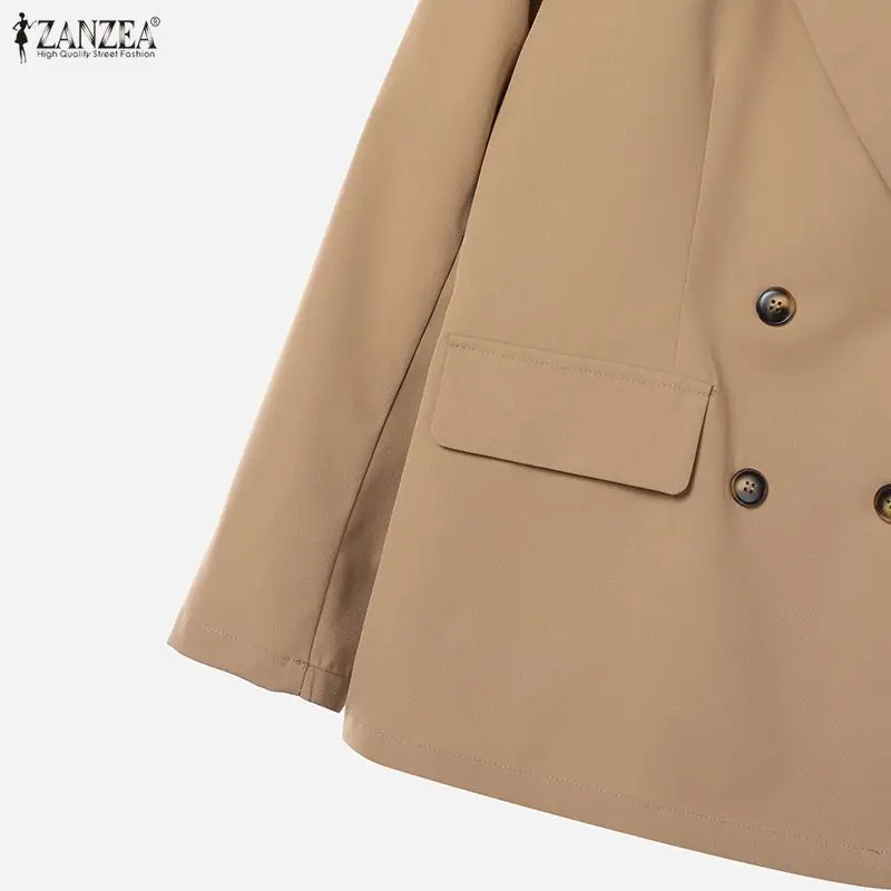 ZANZEA Women's Elegant Blazer Pant Suits Peak Lapel Jackets and Wide Leg Pants 2 Pieces Sets Outfits Office Wear Woman Suits