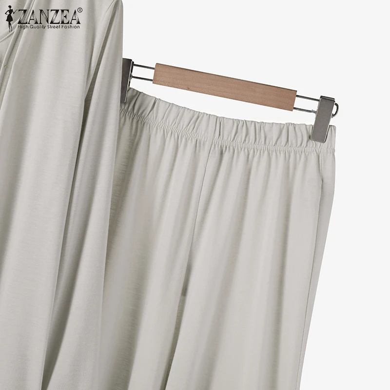 ZANZEA Streetwear Holiday 3pcs Pant Sets Wide Leg Trousers Women Loose Solid Suits Casual Tank Tops and Cardigans 3-Pieces Sets ZANZEA Streetwear Holiday 3pcs Pant Sets Wide Leg Trousers Women Loose Solid Suits Casual Tank Tops and Cardigans 3-Pieces Sets