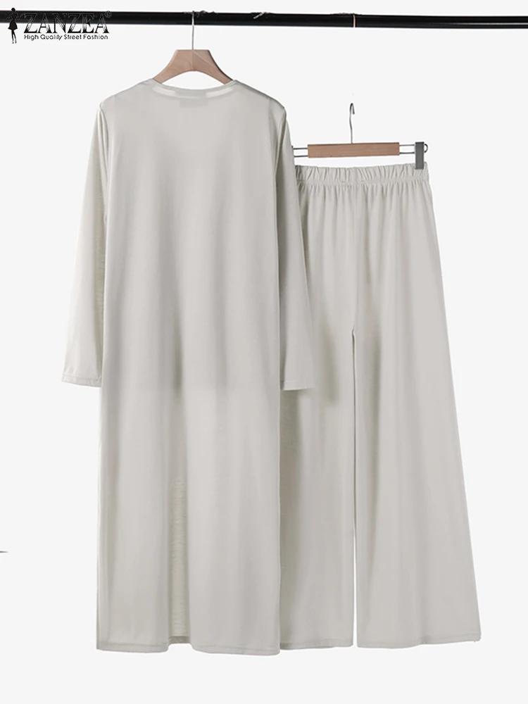 ZANZEA Streetwear Holiday 3pcs Pant Sets Wide Leg Trousers Women Loose Solid Suits Casual Tank Tops and Cardigans 3-Pieces Sets ZANZEA Streetwear Holiday 3pcs Pant Sets Wide Leg Trousers Women Loose Solid Suits Casual Tank Tops and Cardigans 3-Pieces Sets