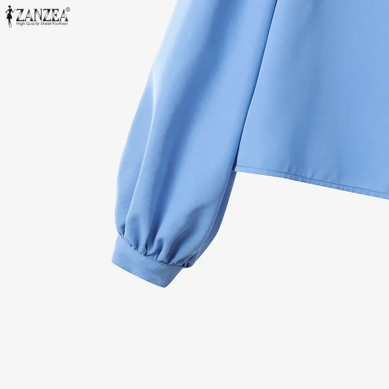 ZANZEA Casual Women's 2 Piece Skirt Sets Long Sleeve Shirts and Elastic Waist Midi Skirts Suits 2pcs Elegant Woman Outfits