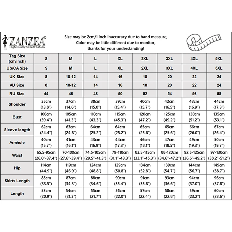 ZANZEA Casual Women's 2 Piece Skirt Sets Long Sleeve Shirts and Elastic Waist Midi Skirts Suits 2pcs Elegant Woman Outfits