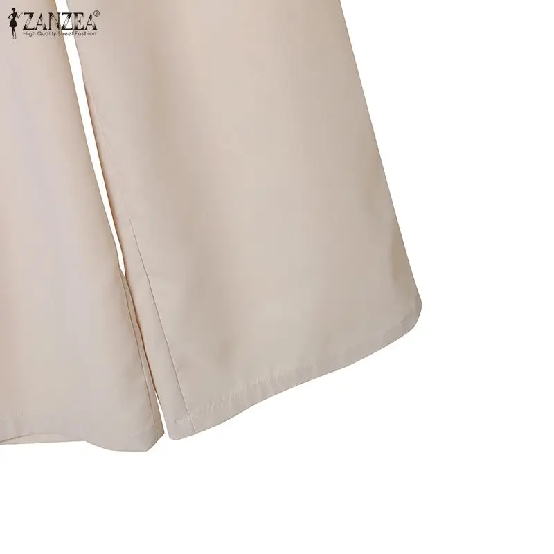 ZANZEA Women's Minimalist 2 Piece Sets Lepel Neck Blazer and Wide Leg Pants 2pcs Suits 2026 Spring Fashion Woman Outfits S-3XL