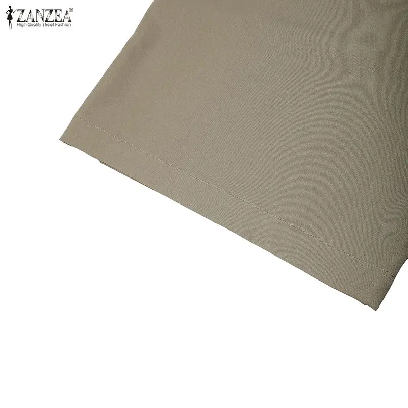 ZANZEA Women's Elegant Pant Suits V-Neck Short Sleeve Shirts & Wide Leg Pants Office Lady 2 Pieces Sets Outfits Woman Sets S-3XL