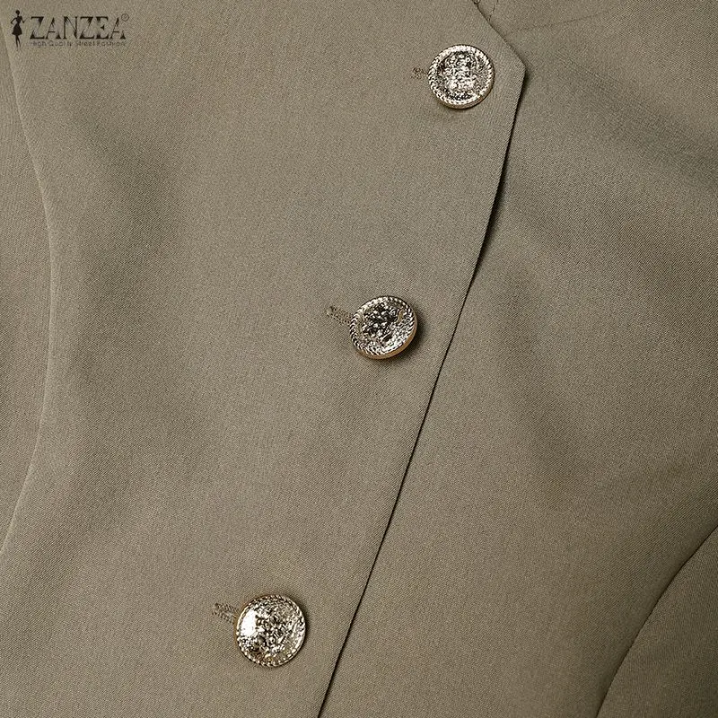 ZANZEA Women's Elegant Pant Suits V-Neck Short Sleeve Shirts & Wide Leg Pants Office Lady 2 Pieces Sets Outfits Woman Sets S-3XL